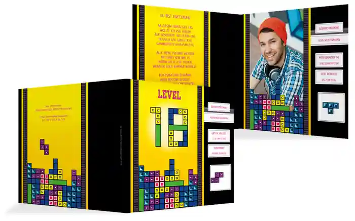 Einladung zum 18. Geburtstag 8bit Game Foto