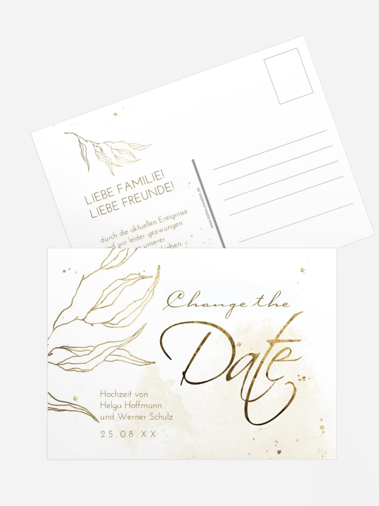 Change The Date Karte Edle Blattstruktur