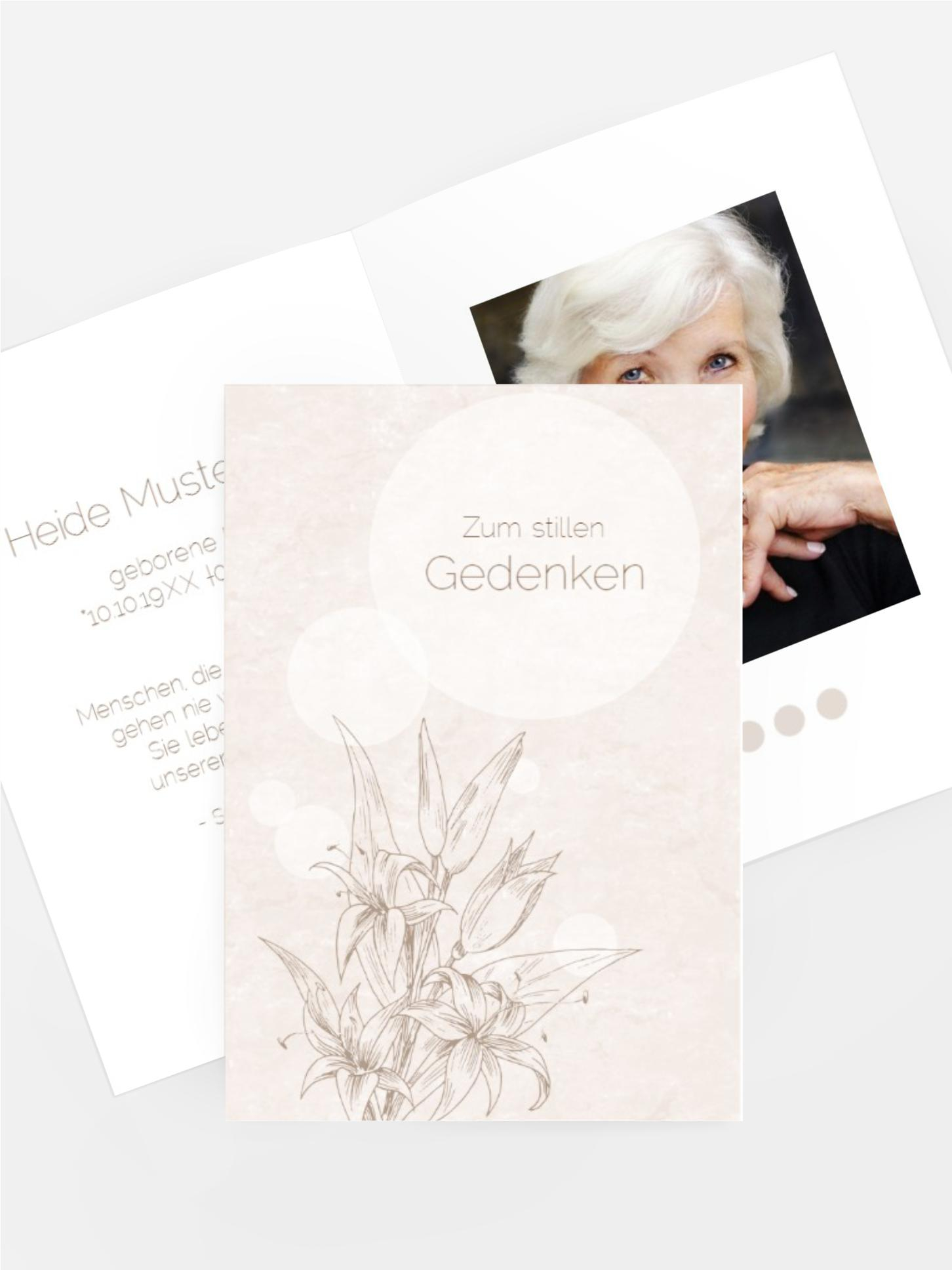 Sterbebildkarte Lilien