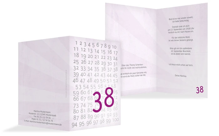 Geburtstagseinladungskarte Zahlenreihe