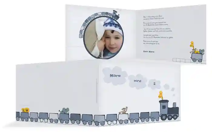 Einladungskarte Geburtstag Zoozug Foto