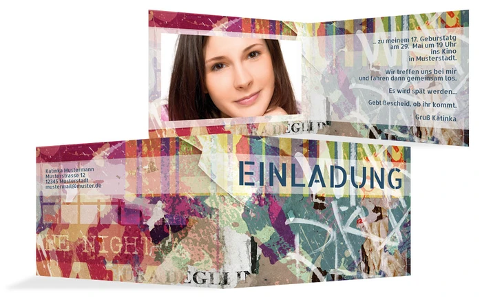 Geburtstagseinladnugskarte Graffiti Foto