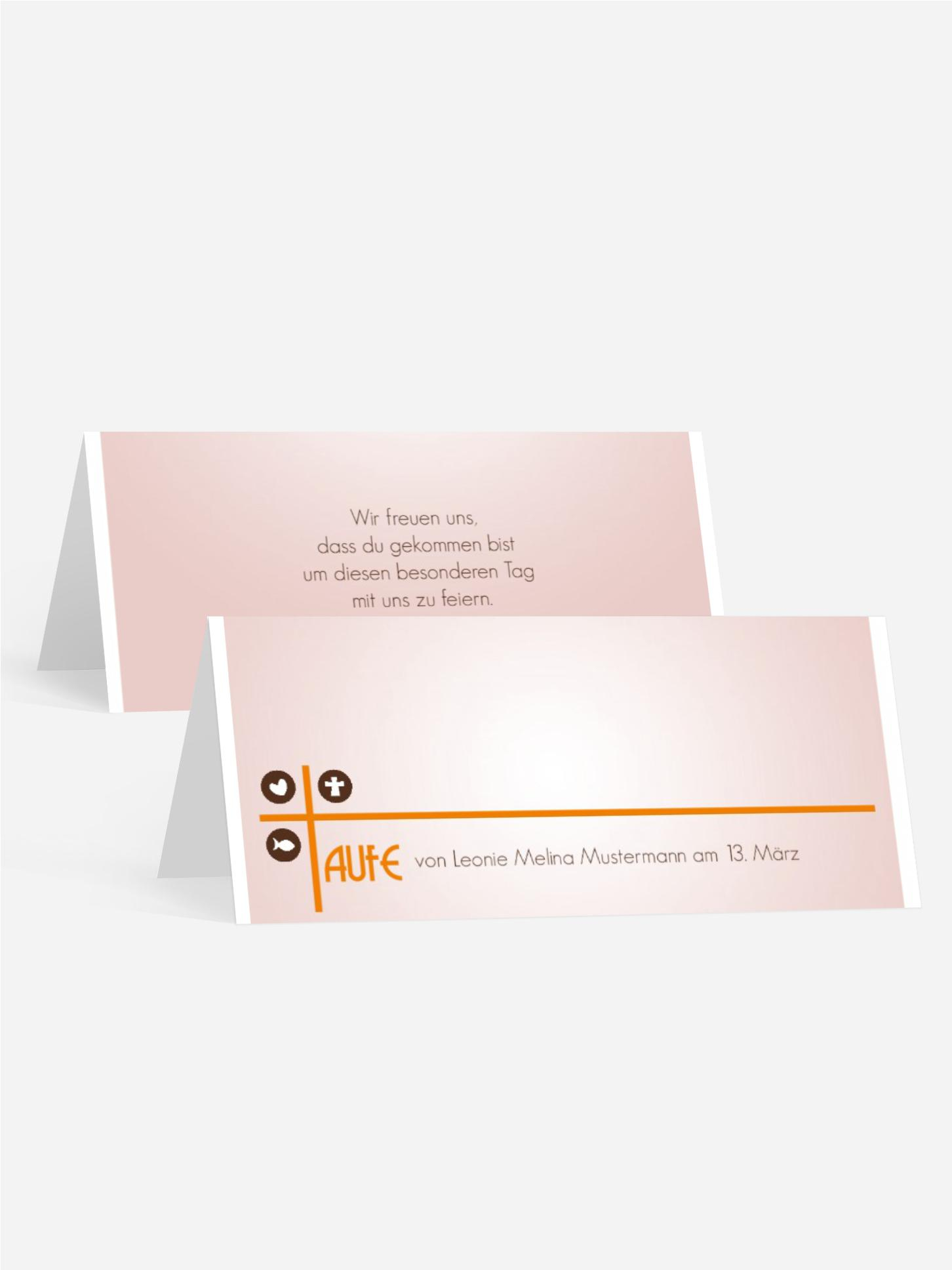 Tischkarte zur Taufe Taufkreuz