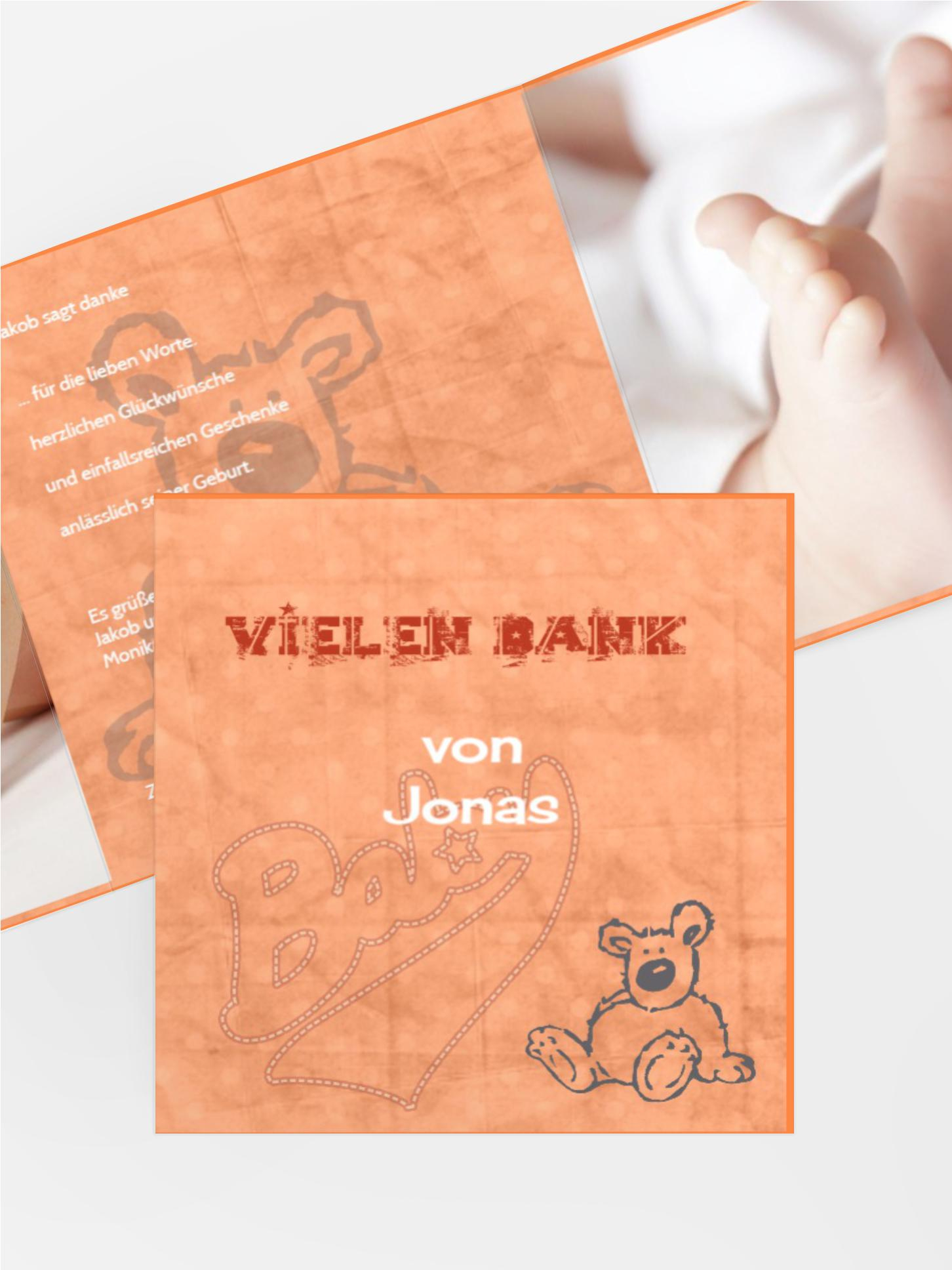 Geburt Dankeskarte Teddy-Star