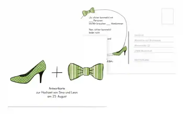 Antwortkarte High Heel und Fliege Antwortkarte High Heel und Fliege