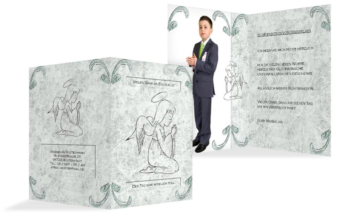 Dankeskarte Konfirmation Relief-Engelchen