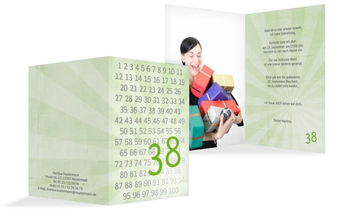 Geburtstagseinladungskarte Zahlenreihe Foto