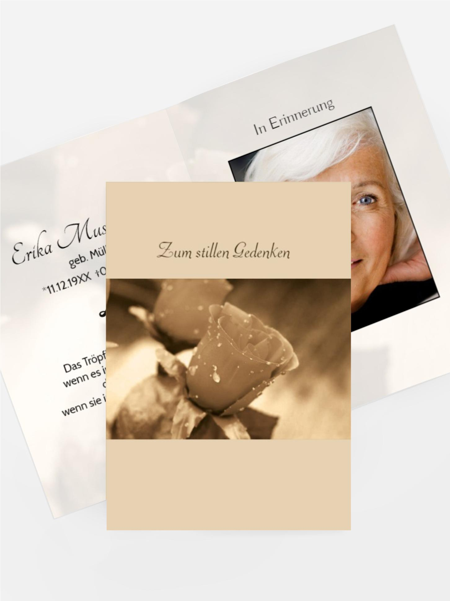 Sterbebildkarte Rose