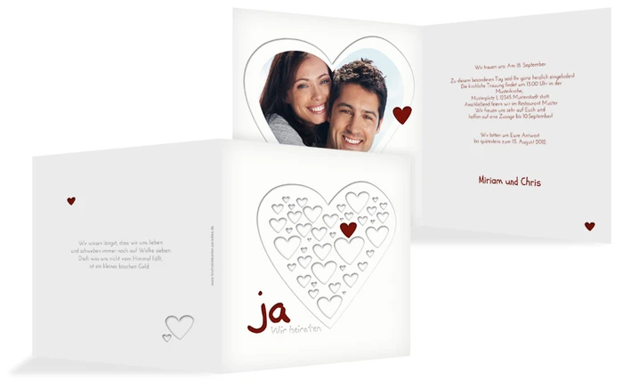Einladung zur Hochzeit Herzform
