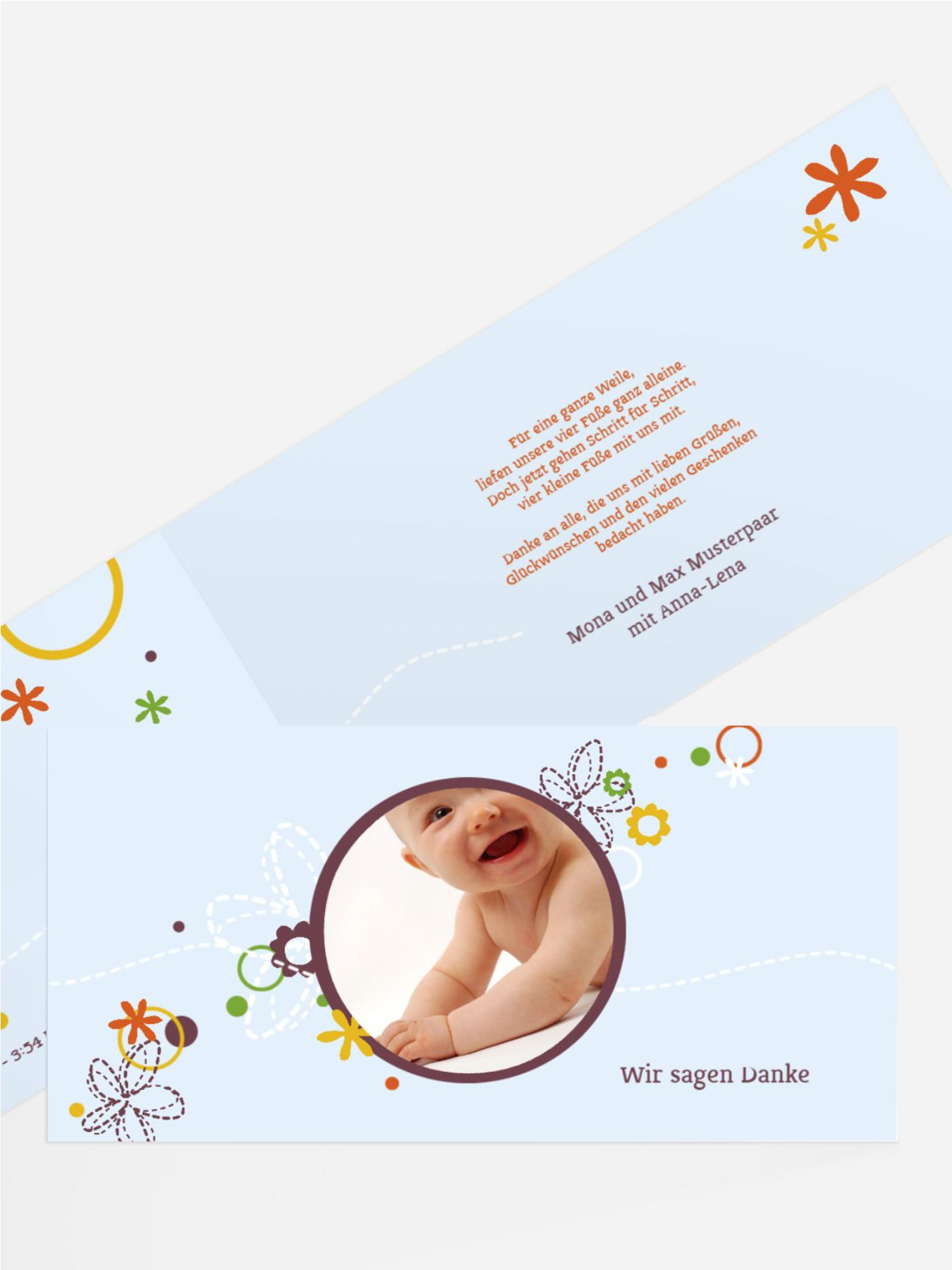 Baby Dankeskarte Blumenornament
