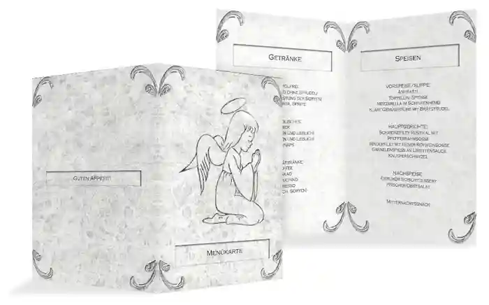 Menükarte zur Kommunion Relief-Engelchen