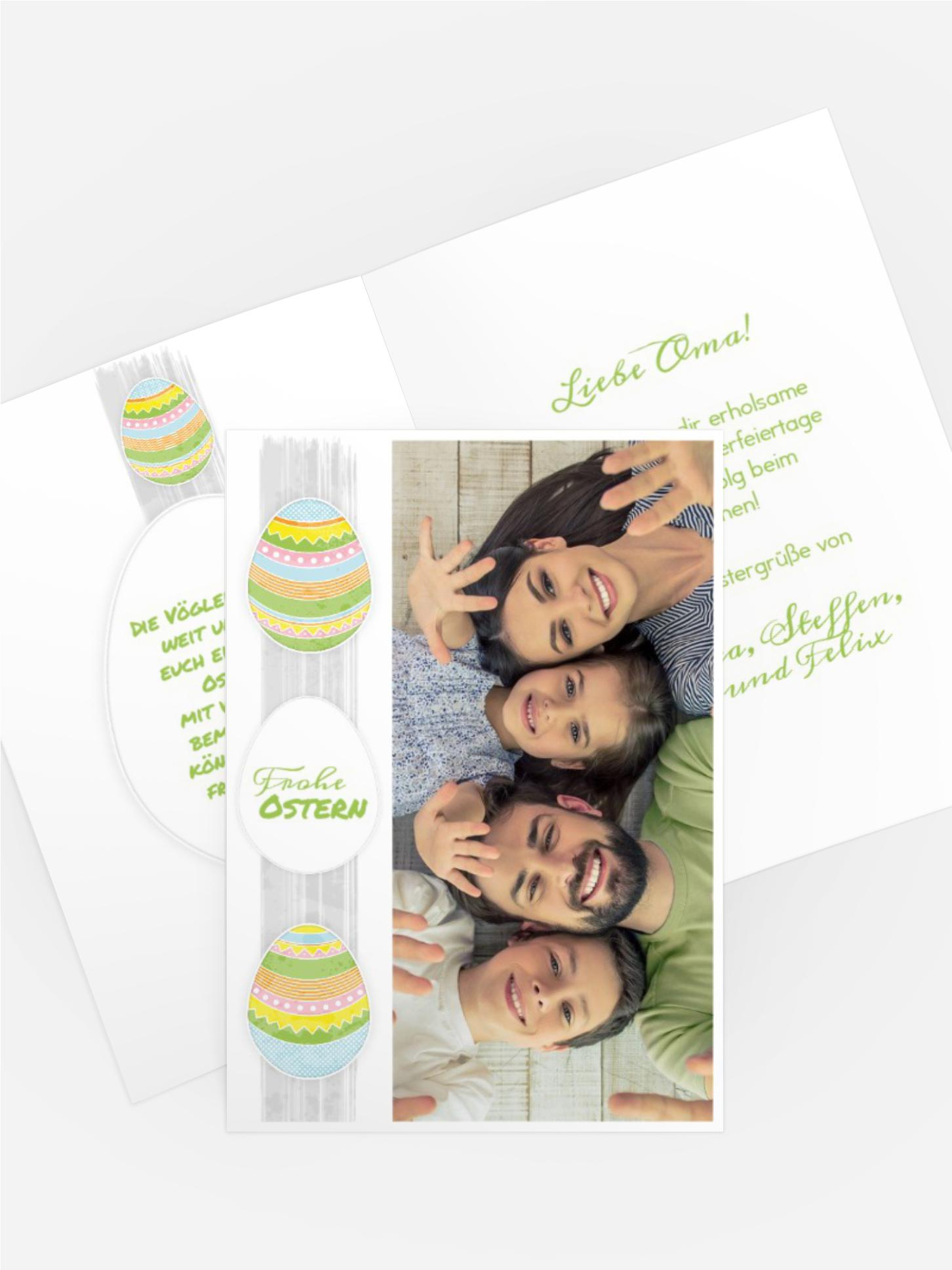 Osterkarte bunte Ostereier