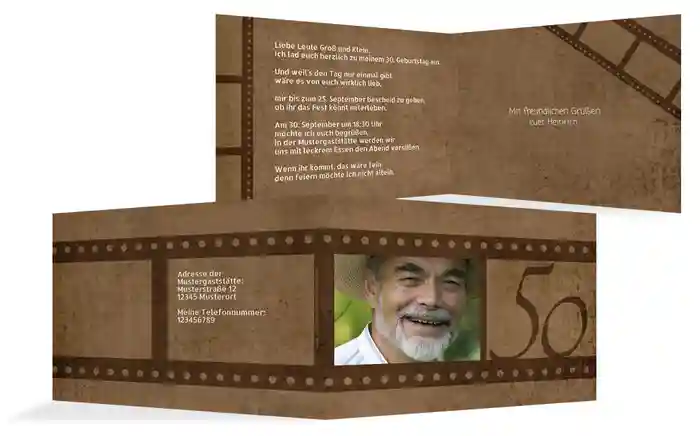 Geburtstagseinladung Retrofilm 50 Foto