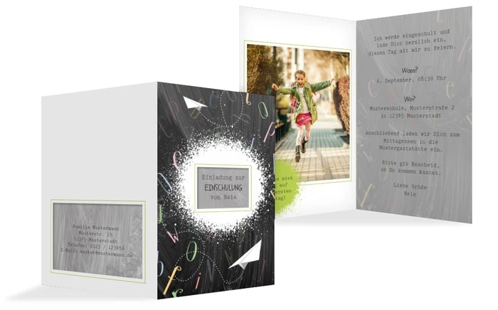 Einschulungseinladung Papierflieger