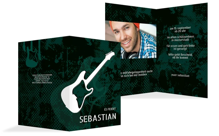 Einladung zum Geburtstag Karte Guitar