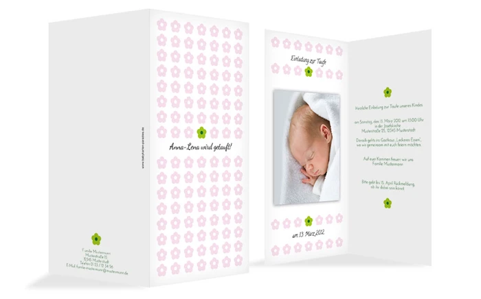 Taufe Einladung Blumentapete