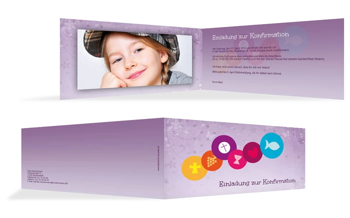 Einladung zur Konfirmation bunte Elemente Einladung zur Konfirmation bunte Elemente