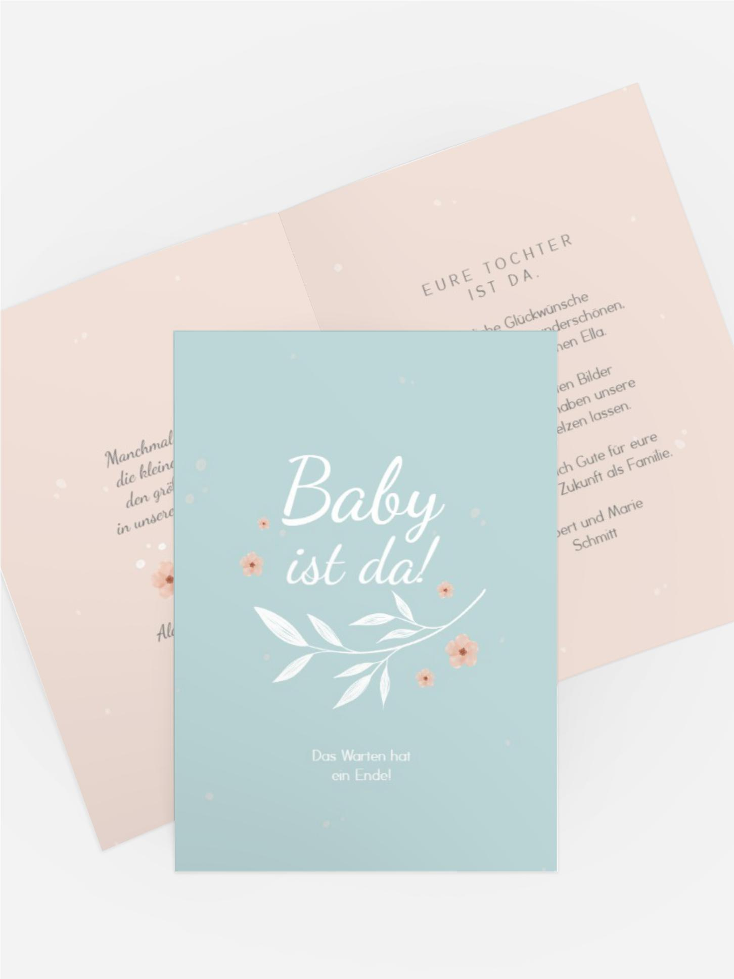 Glückwunschkarte zur Geburt Beschützende Ranken