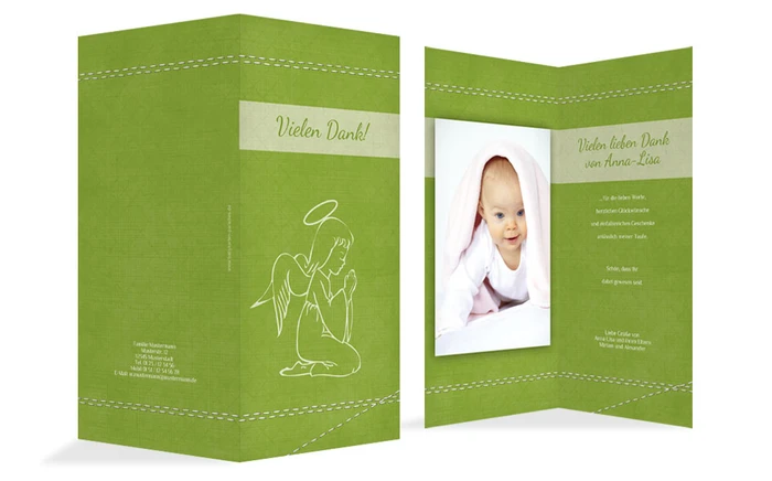 Danksagungskarte zur Taufe Engel