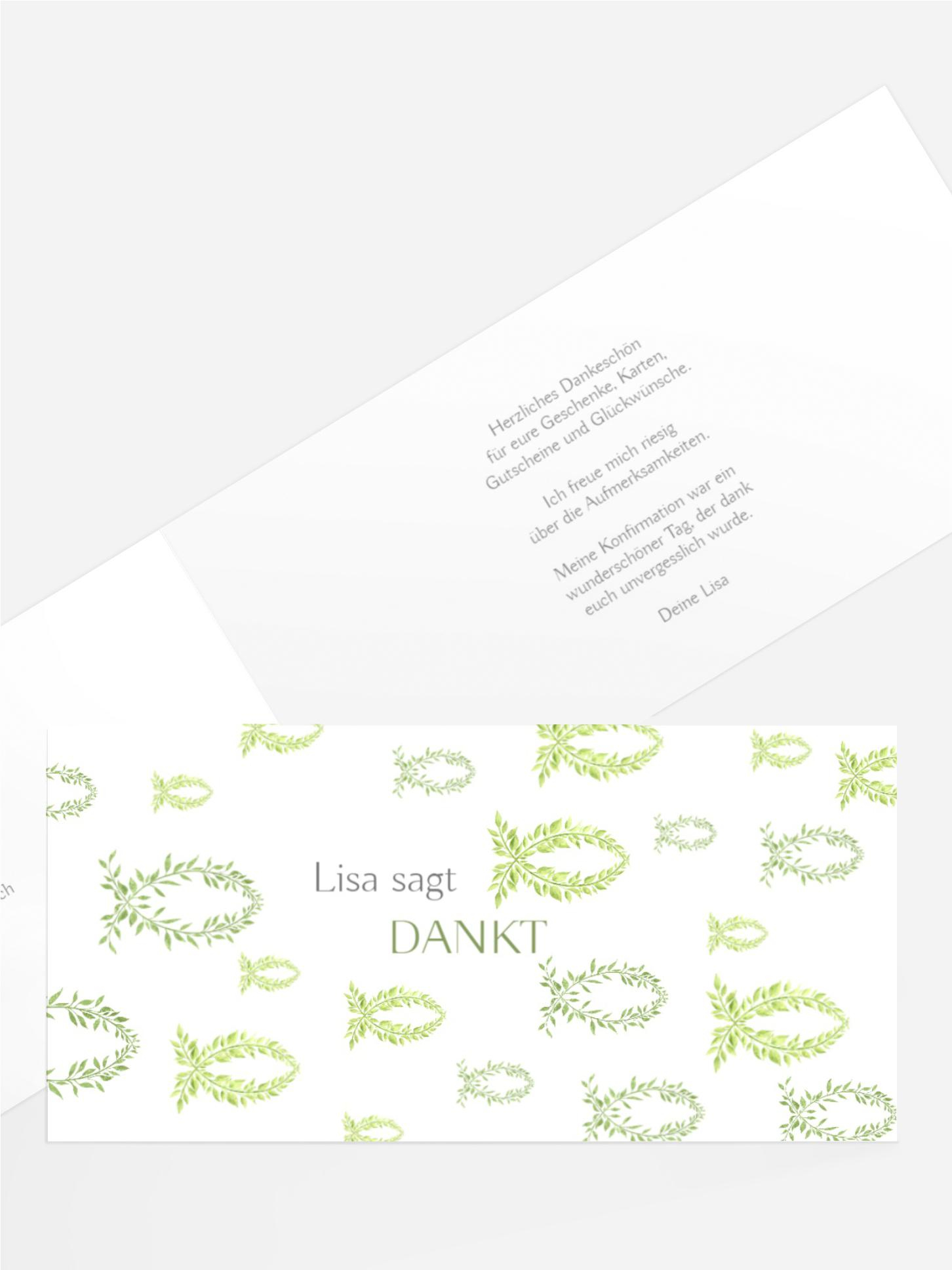 Dankeskarte Kommunion Blühender Fisch