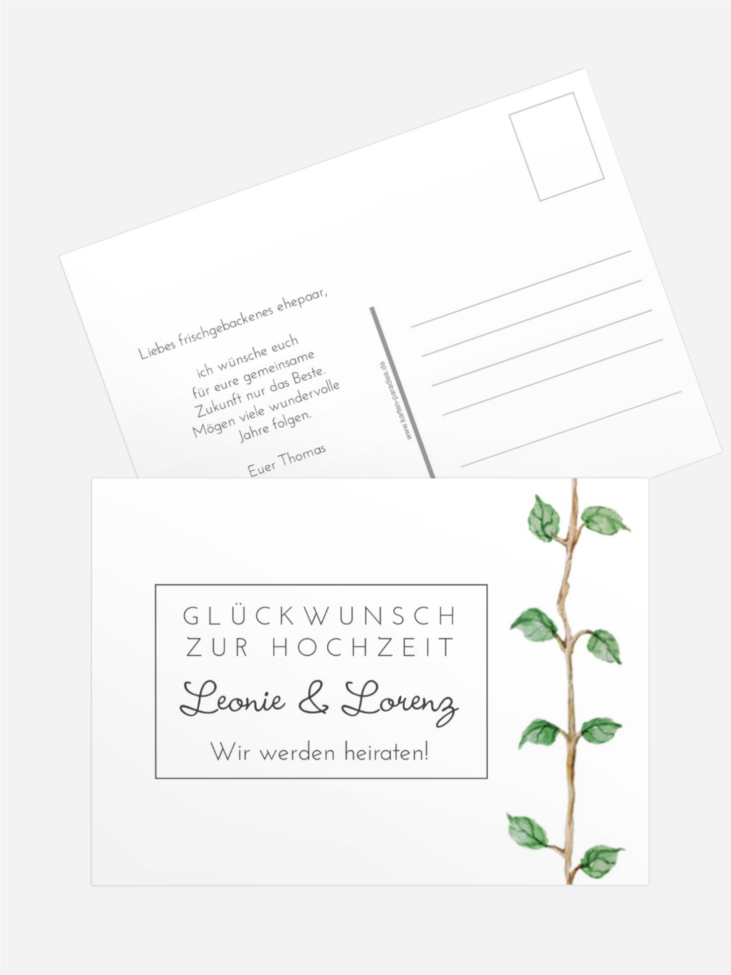 Glückwunschkarte zur Hochzeit Blumenranke