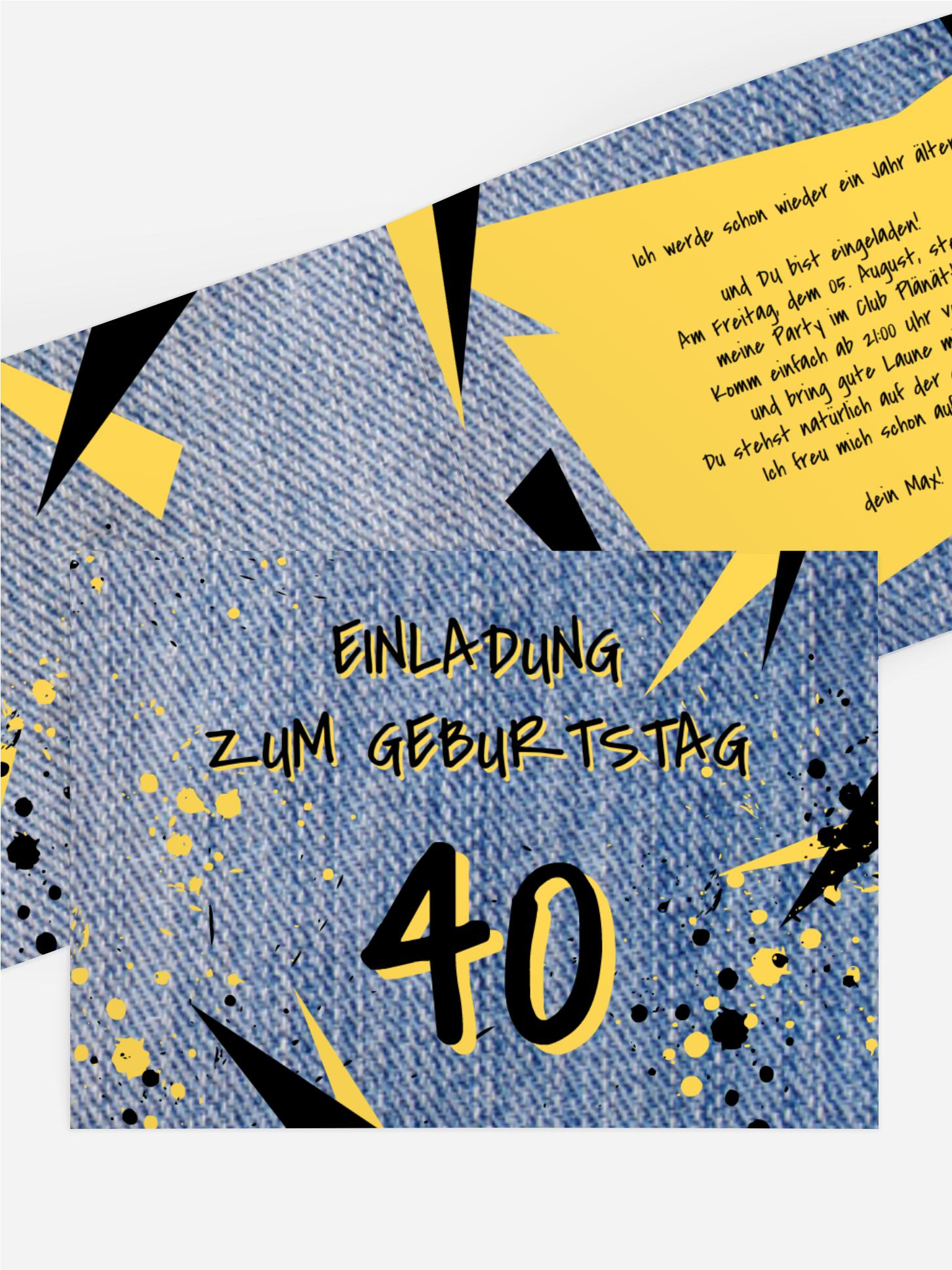 Einladung zum Geburtstag Jeans Style 40 Einladung zum Geburtstag Jeans Style 40