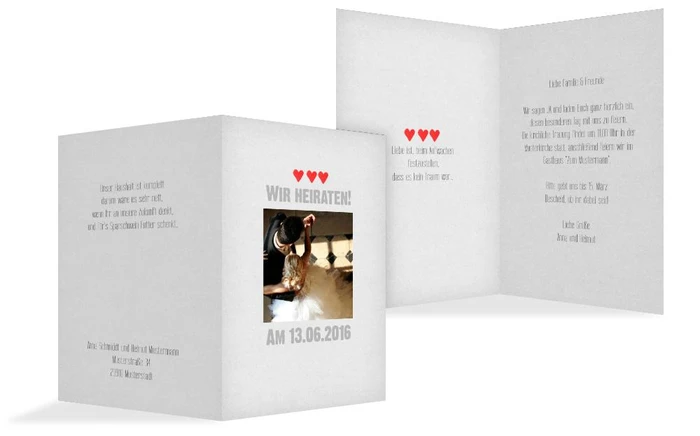 Hochzeitskarte Vintage Herzen