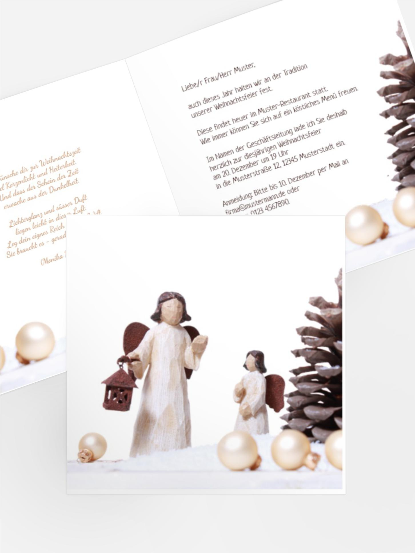 Einladungskarte Geschäft Weihnachtsengel