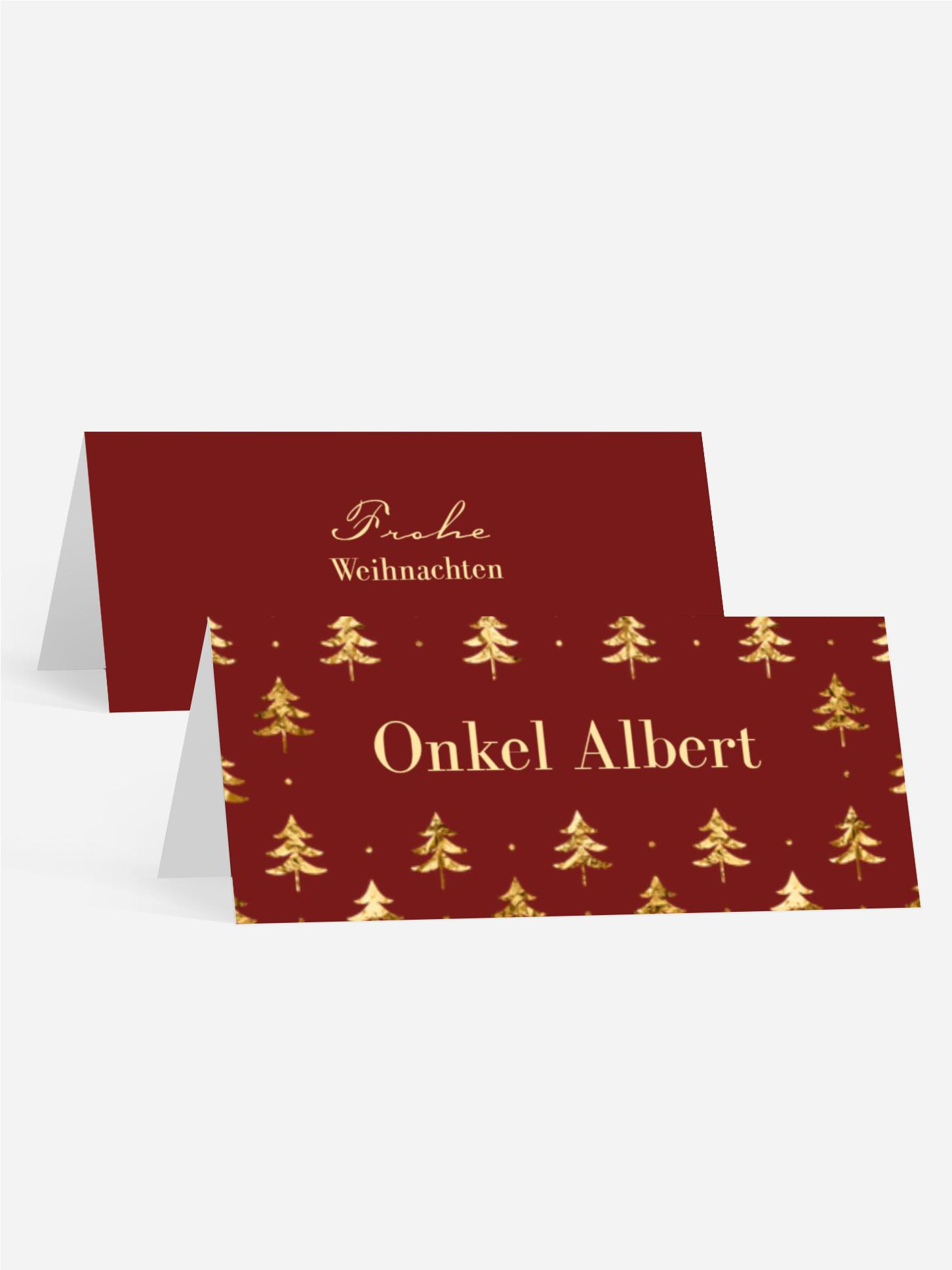 Weihnachtstischkarte Goldener Bäumchenwald