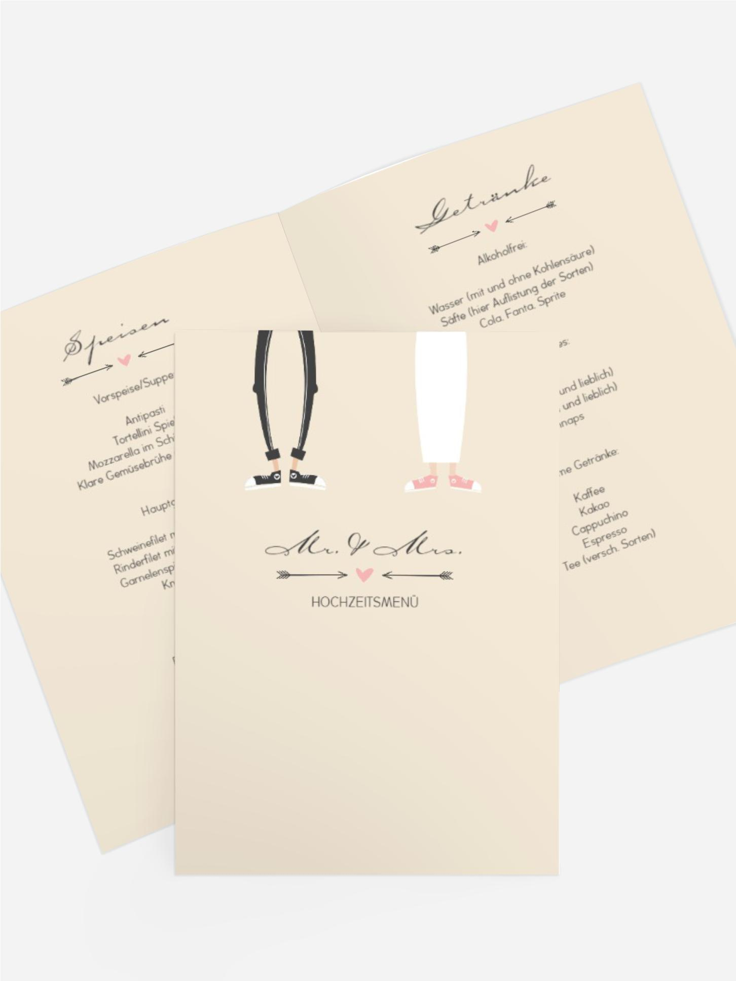 Menükarte zur Hochzeit Pärchen