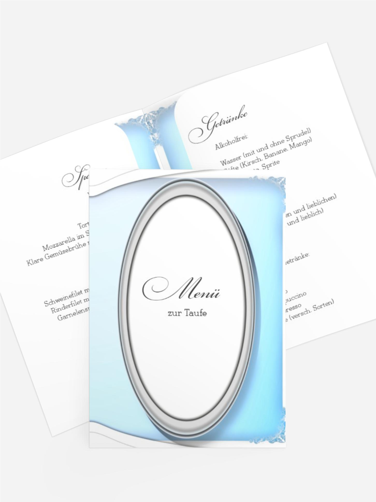 Menükarte Taufe Oval Frame
