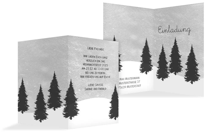 Weihnachtseinladung Winterwald