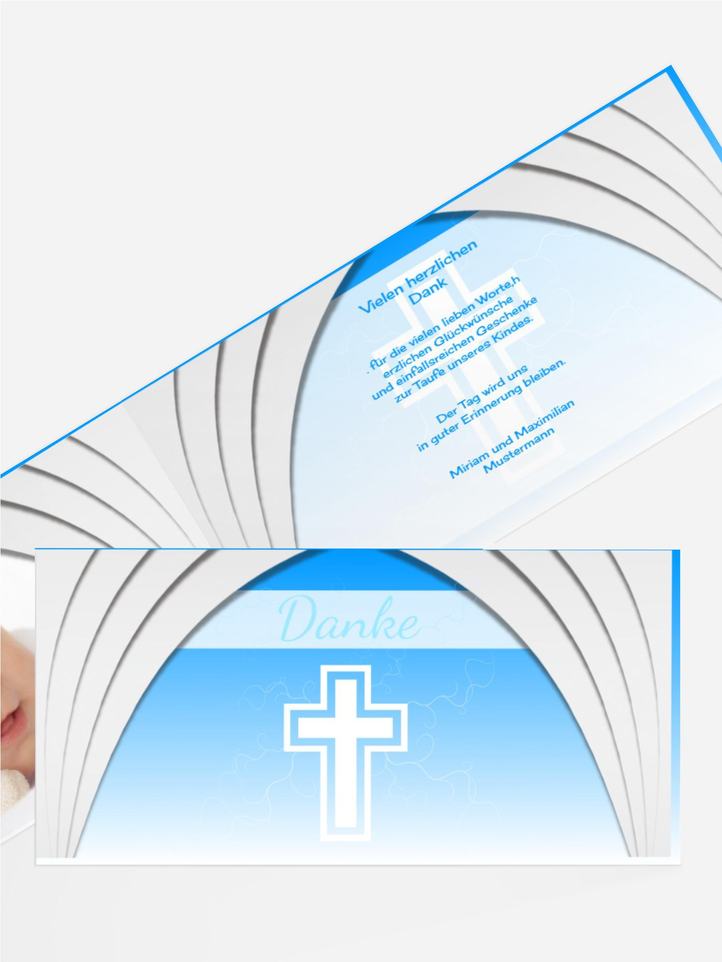 Dankeskarte Taufe Gotischer Bogen