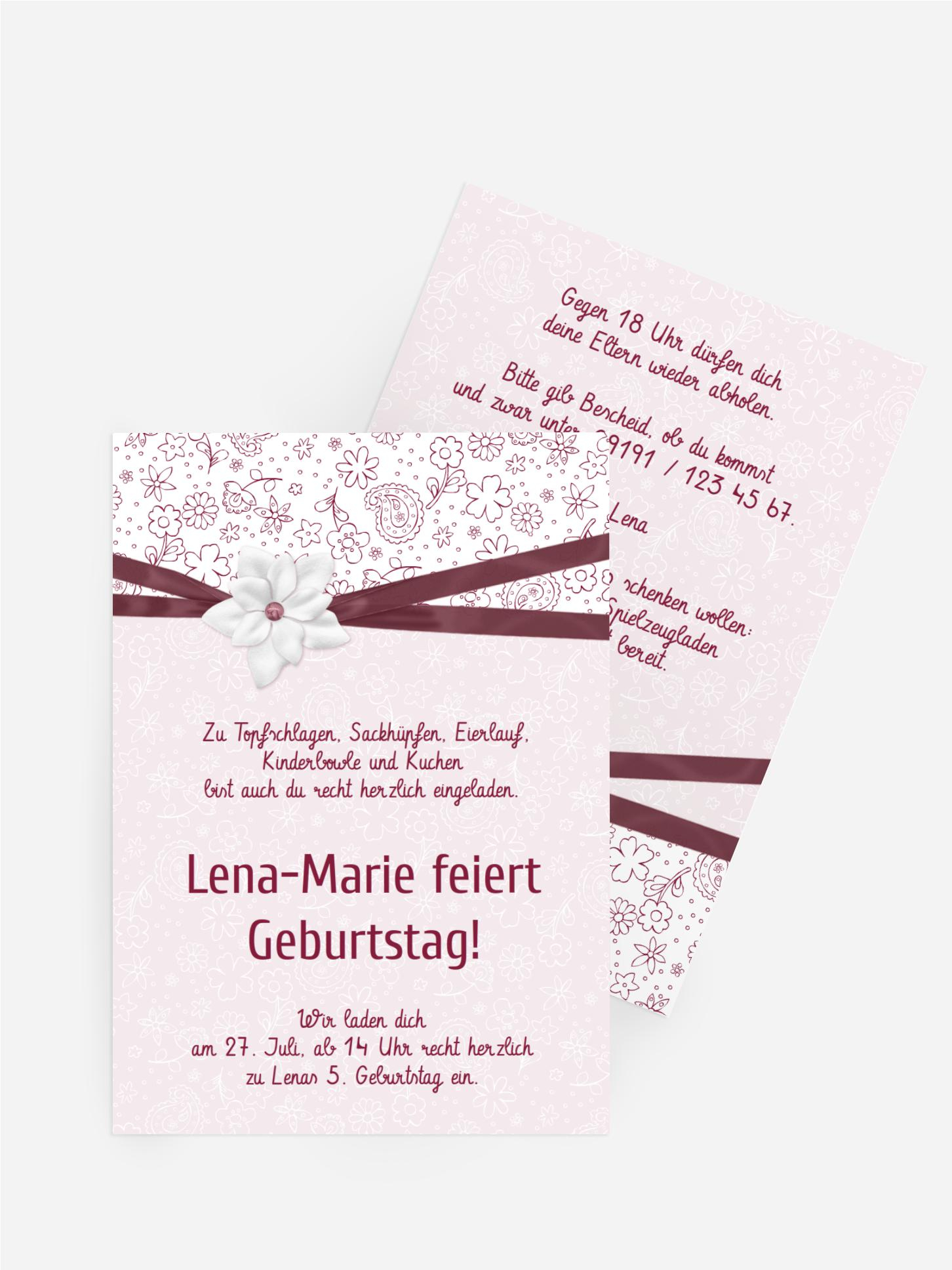 Geburtstagseinladungskarte Jasmin Geburtstagseinladungskarte Jasmin