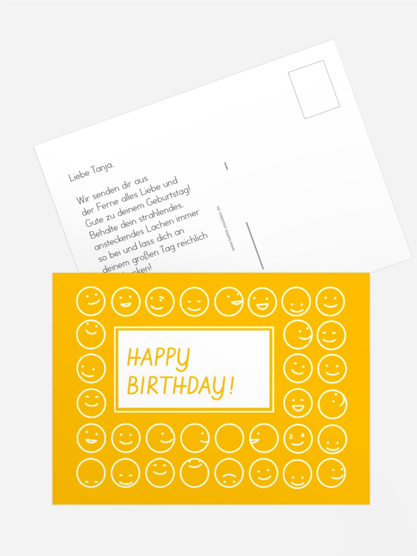 Glückwunschkarte zum Geburtstag Smileys