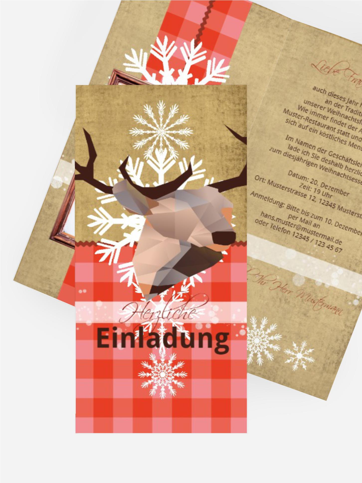 Foto Weihnachtseinladung Hirschkopf