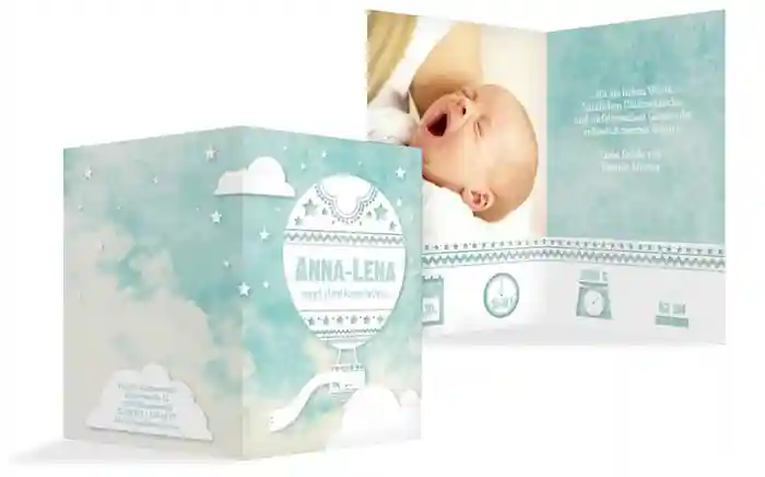 Dankeskarte zur Geburt Ballonfahrt