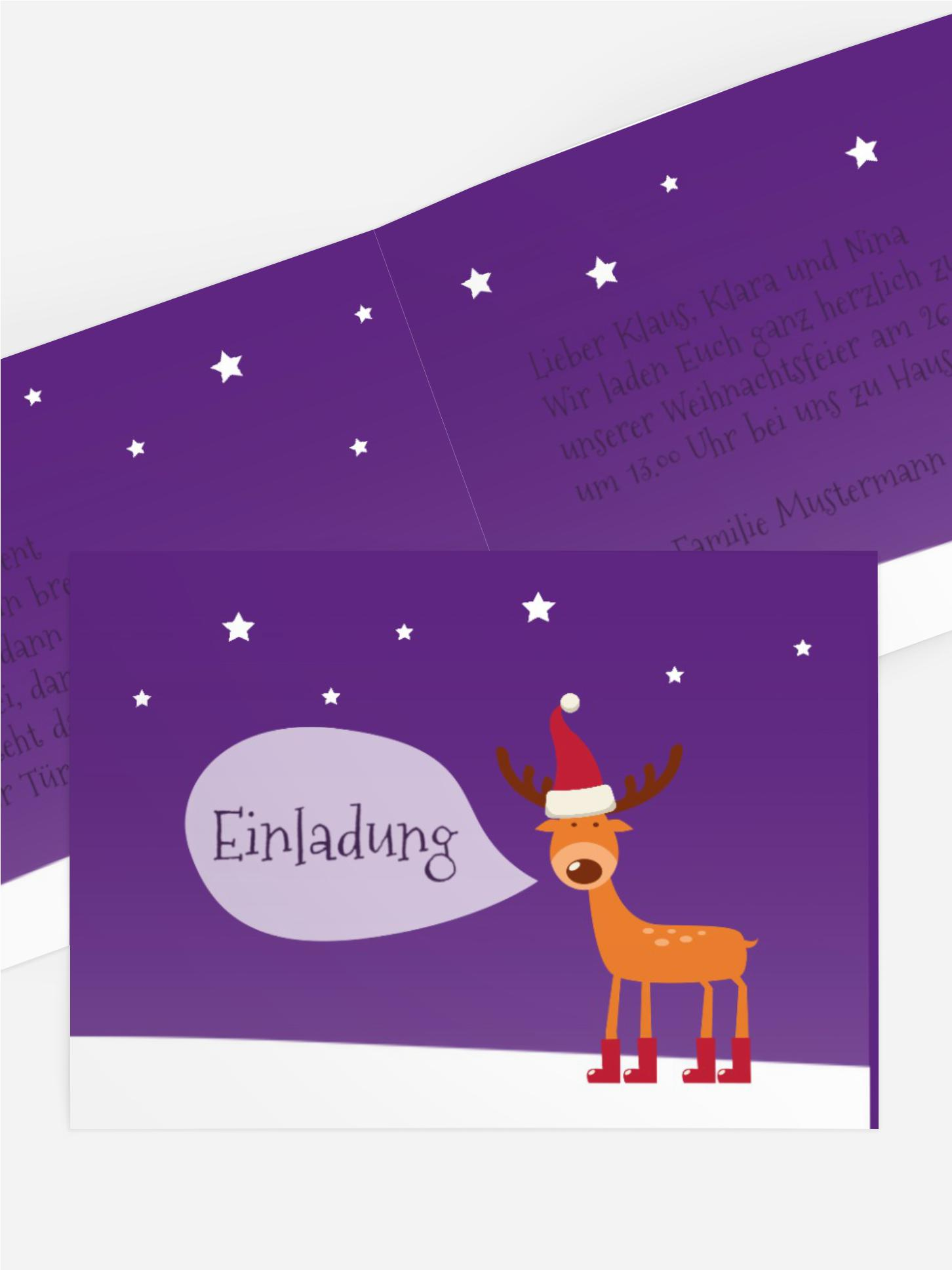 Weihnachtseinladung Rentier