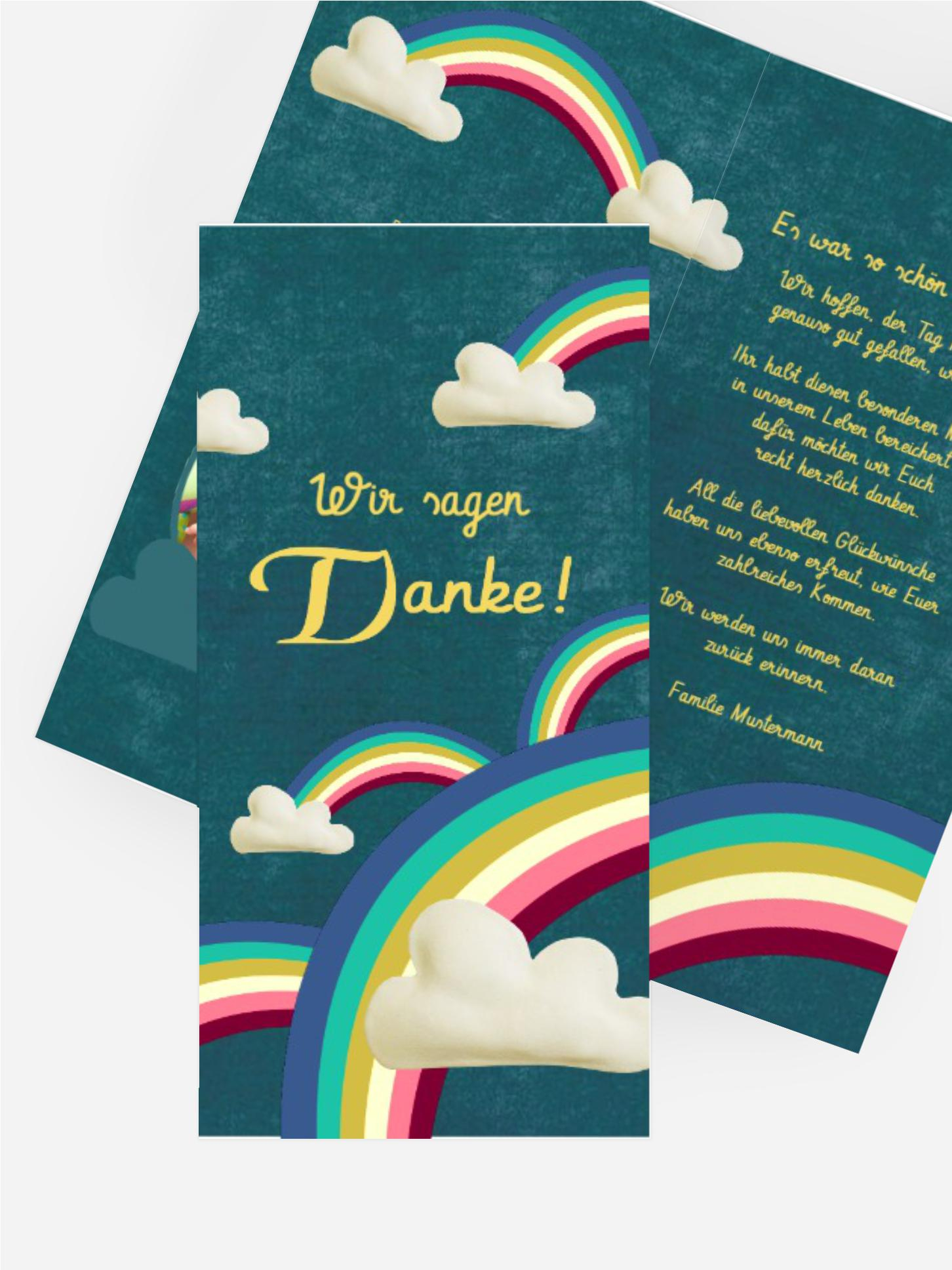 Danke Taufkarte Regenbogenfantasie