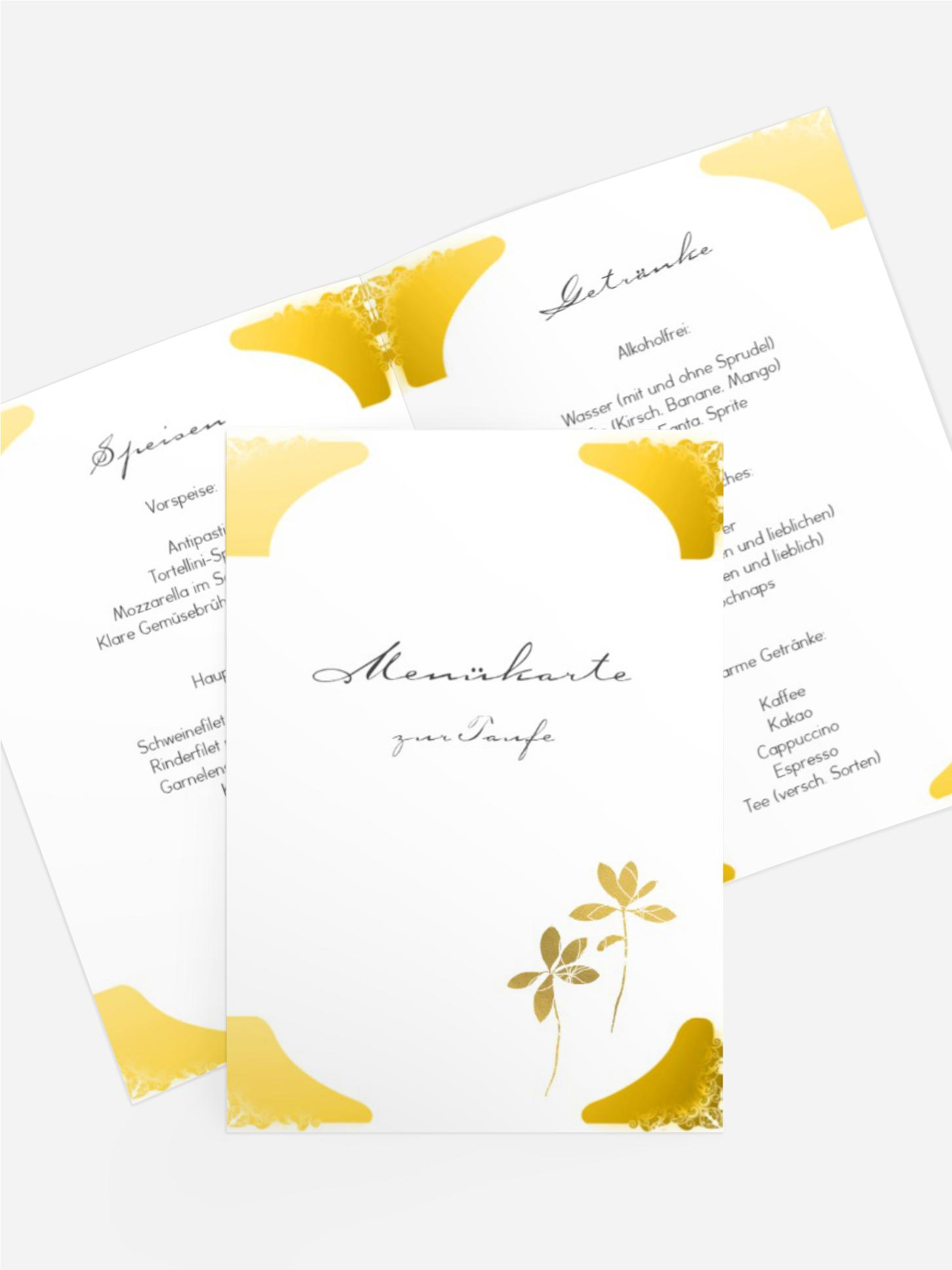 Menükarte Taufe Neu Barock