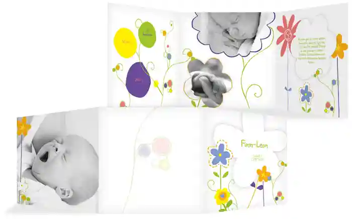 Baby Dankeskarte Zauberblumen