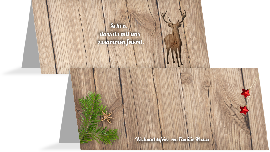 Weihnachts Tischkarte Holztisch