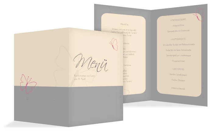 Menükarte Konfirmation Butterfly 2