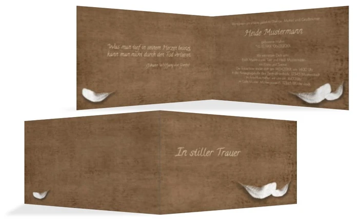 Trauerkarte Feder quer