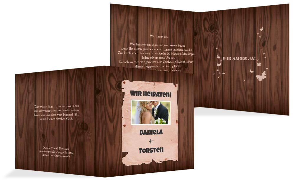 Hochzeitseinladung Steckbrief