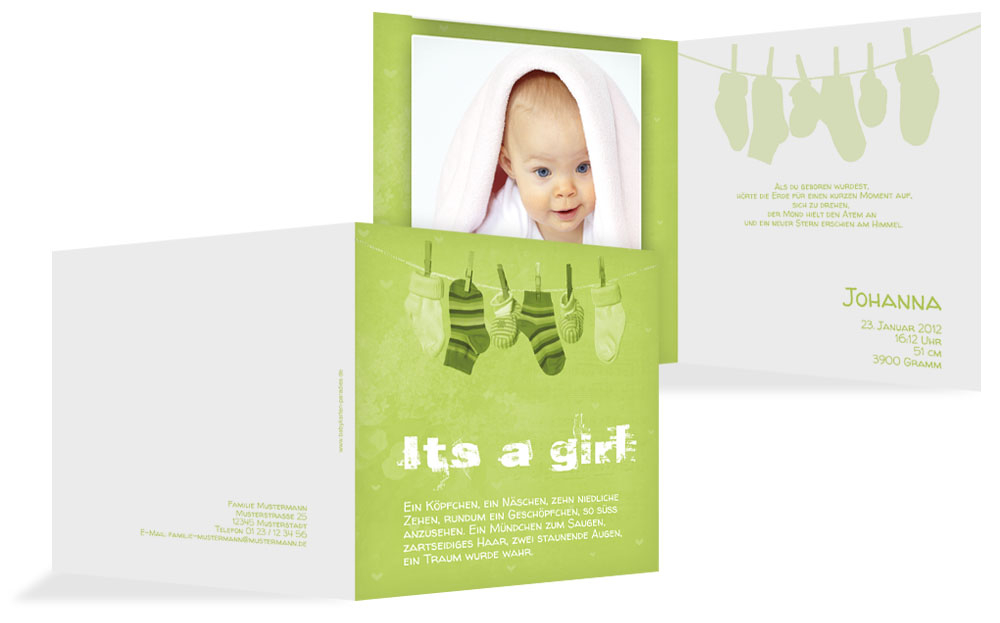 Karte zur Geburt It's a girl Karte zur Geburt It's a girl