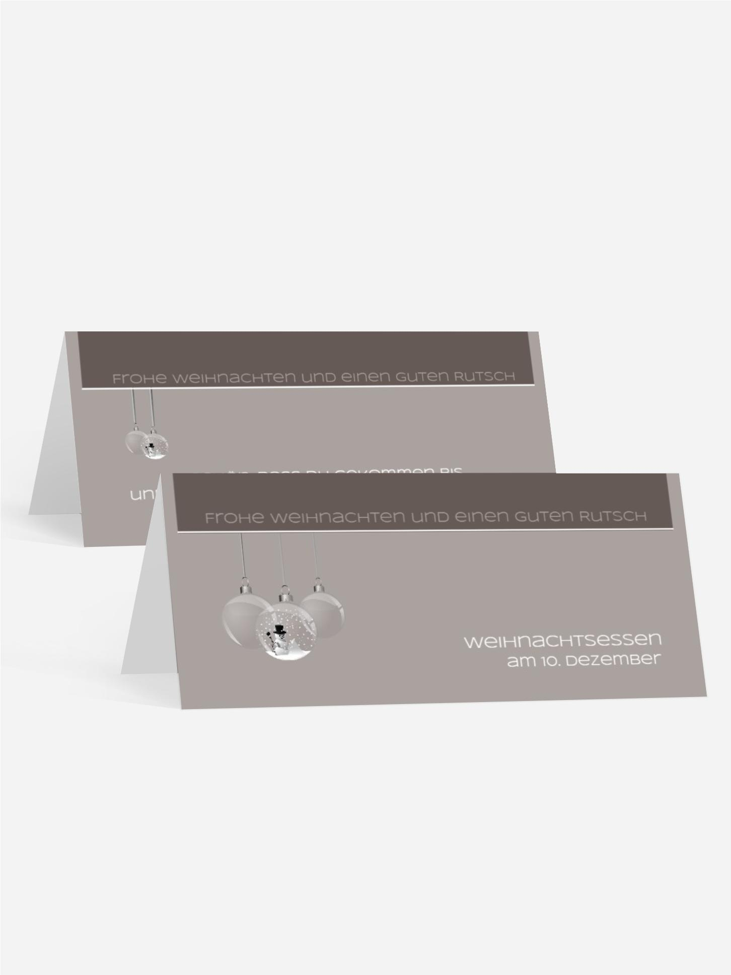 Tischkarte Weihnachten Schneekugel