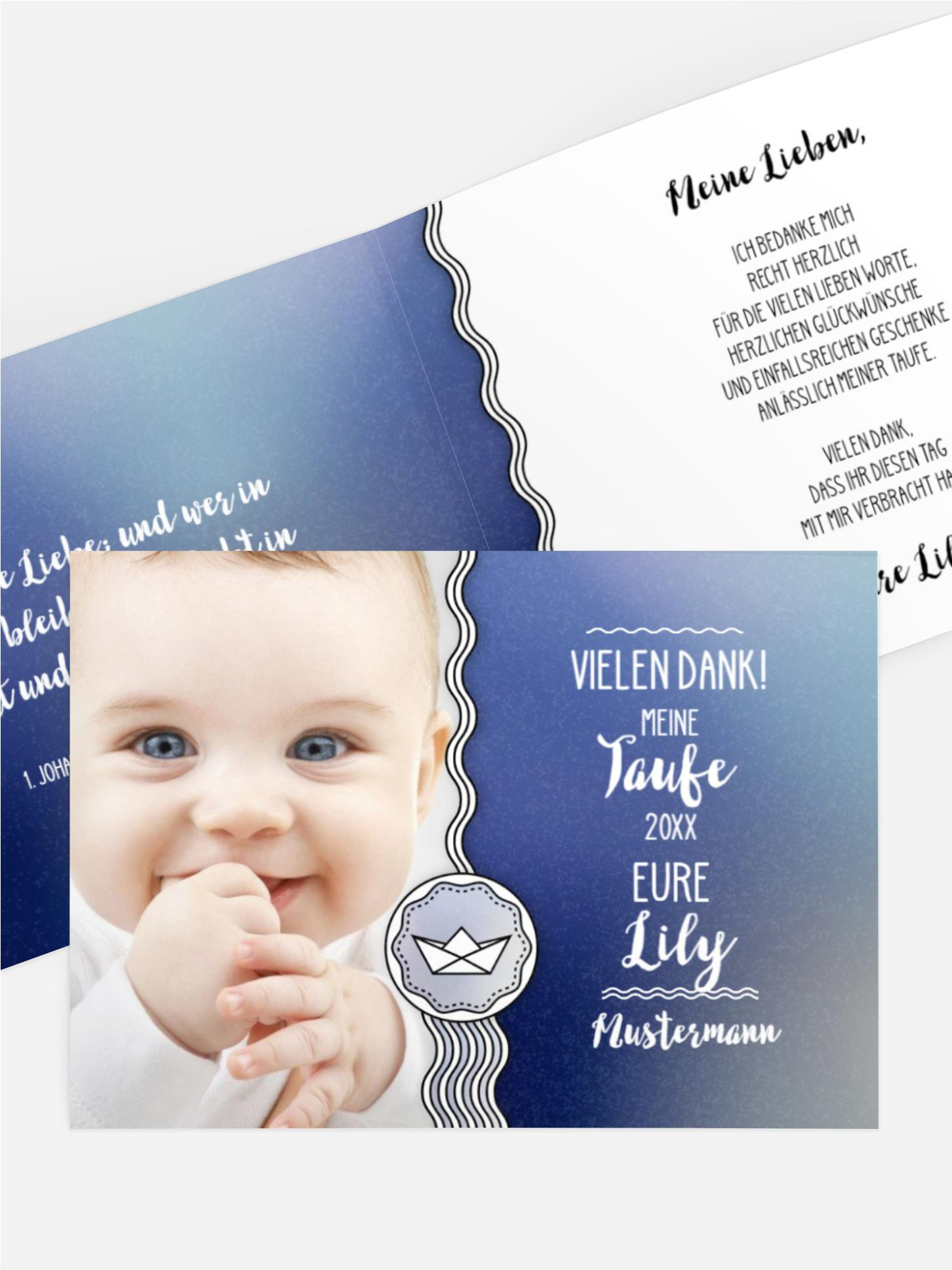 Dankeskarte Taufe Schifffahrt