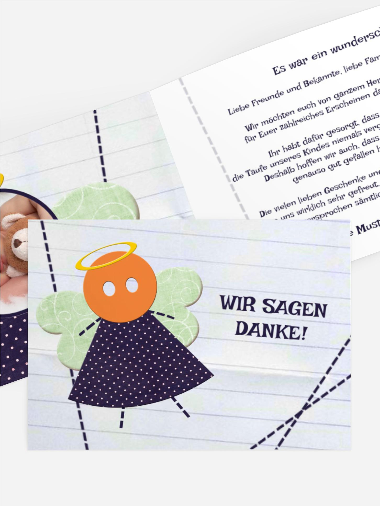 Dankeskarte Taufe Stoffengelchen