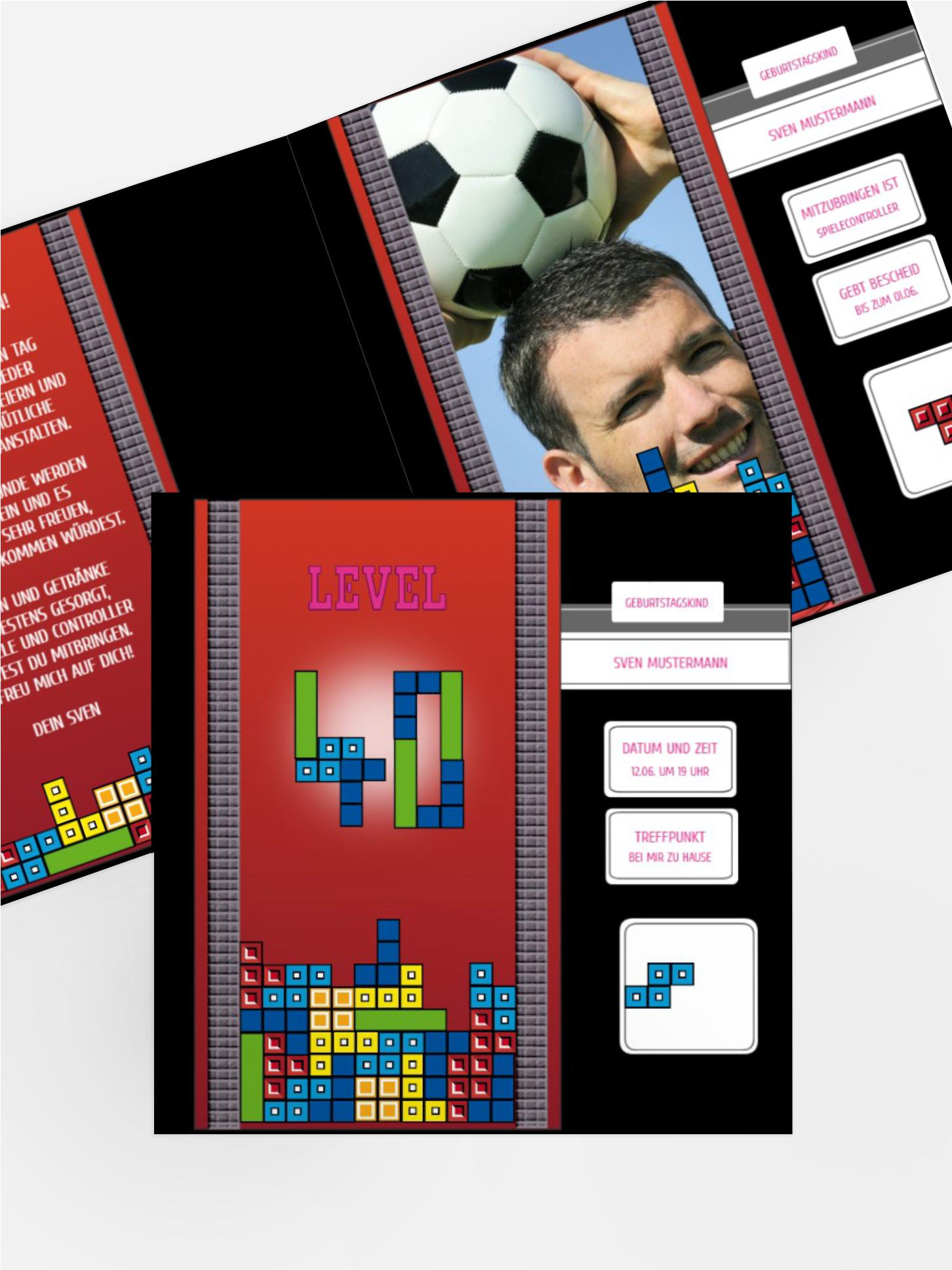Einladung zum Geburtstag 8bit Game 40 Foto